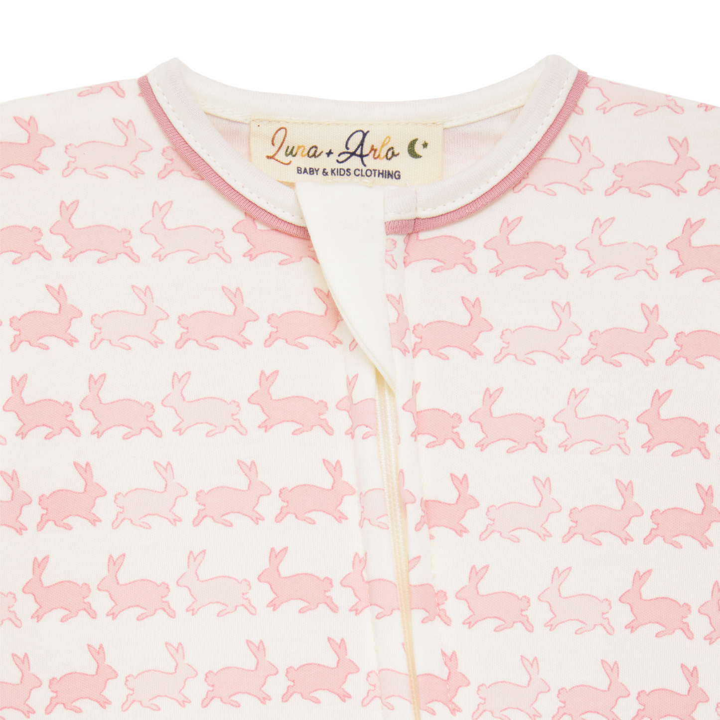 Bunny Hop Zip Footie - Dusty Rose