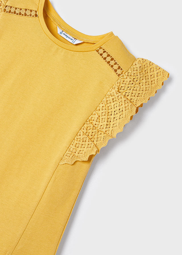Lace Sleeve T-Shirt - Honey or Mauve