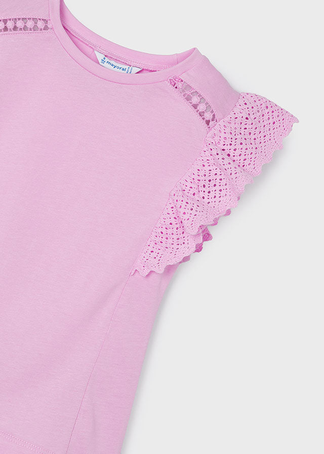 Lace Sleeve T-Shirt - Honey or Mauve