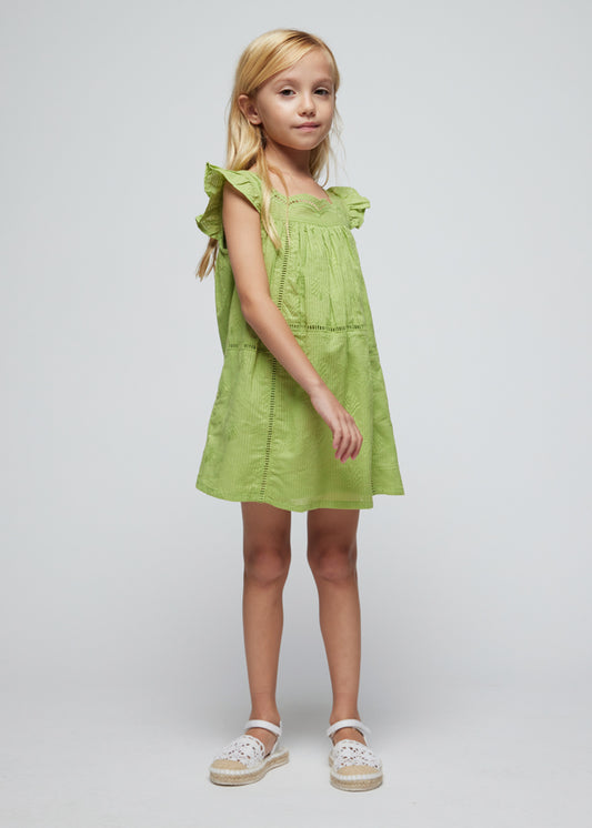 Embroidered Dress - Apple Green or Pomegranate Red