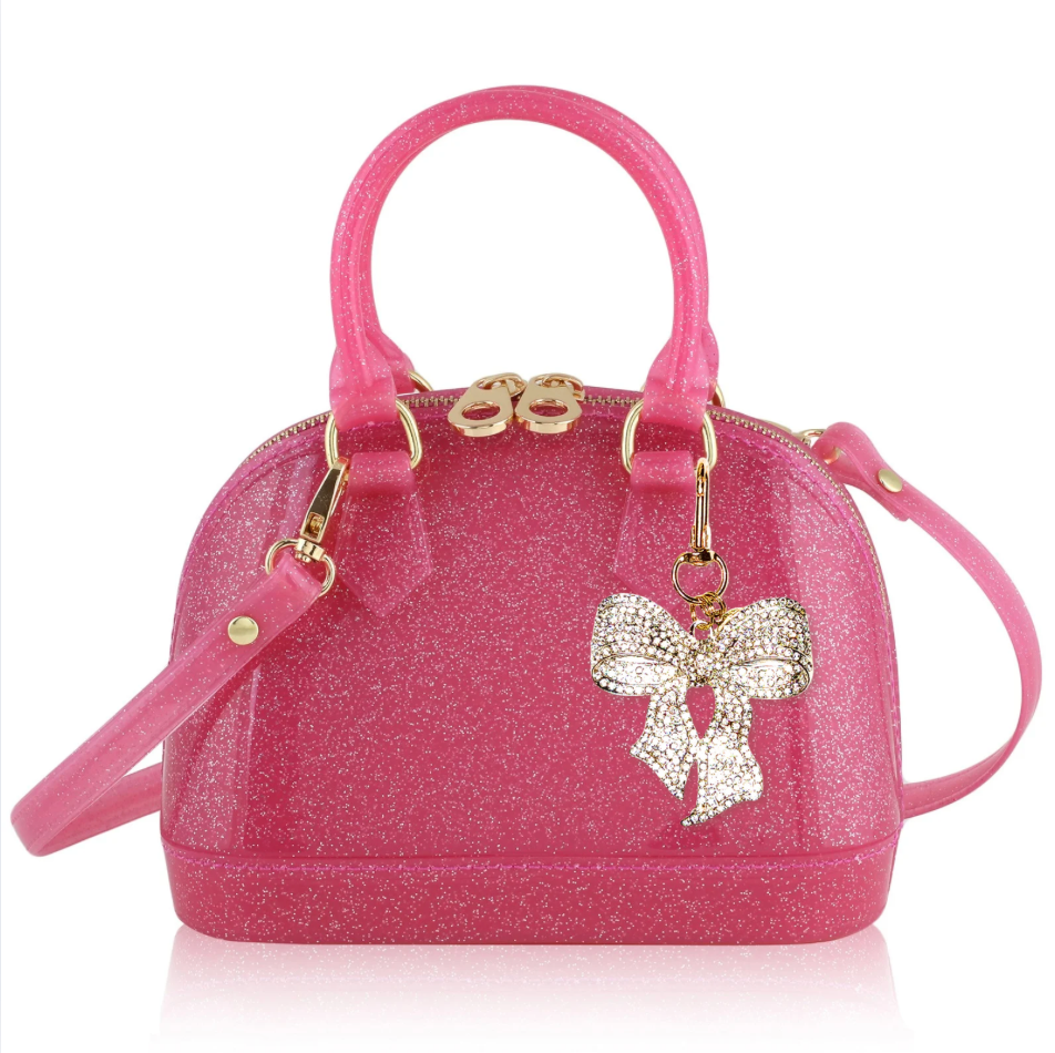 Cate Purse - Hot Pink Sparkle Bow Edition