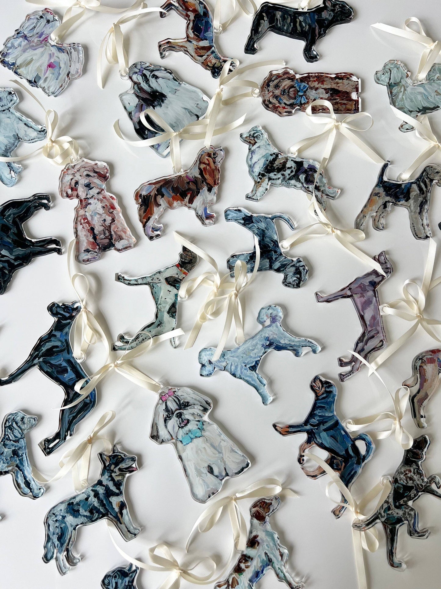 Cavapoo Red with Pink Bow Ornament