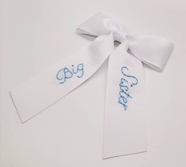 Hand-Embroidered Big Sister Bow