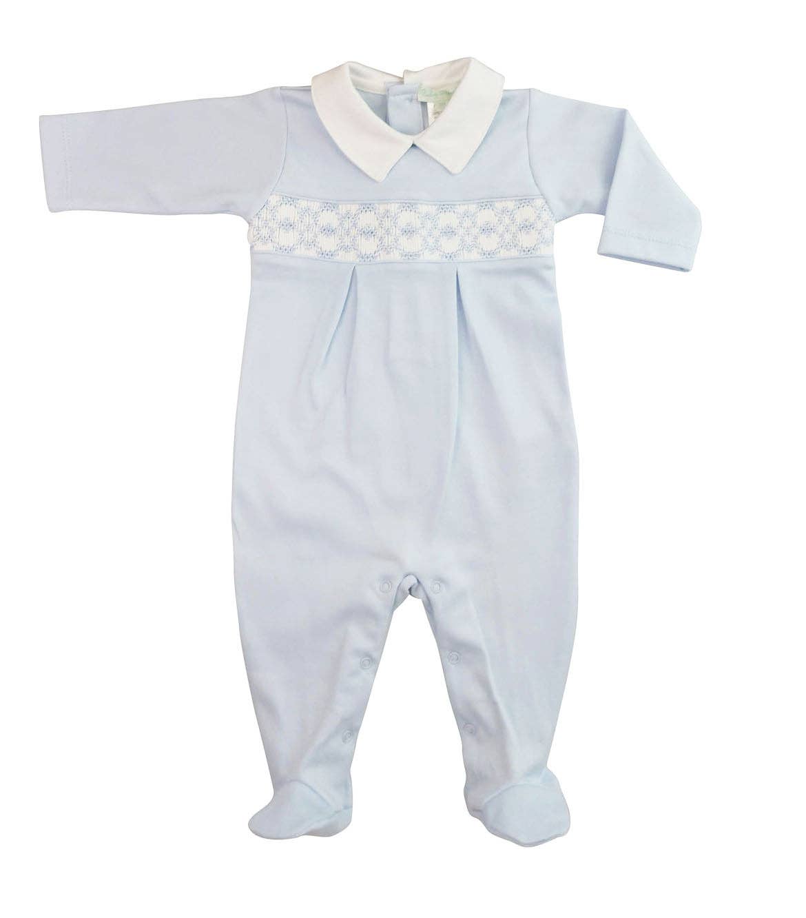 Blue Hand Smocked Footie
