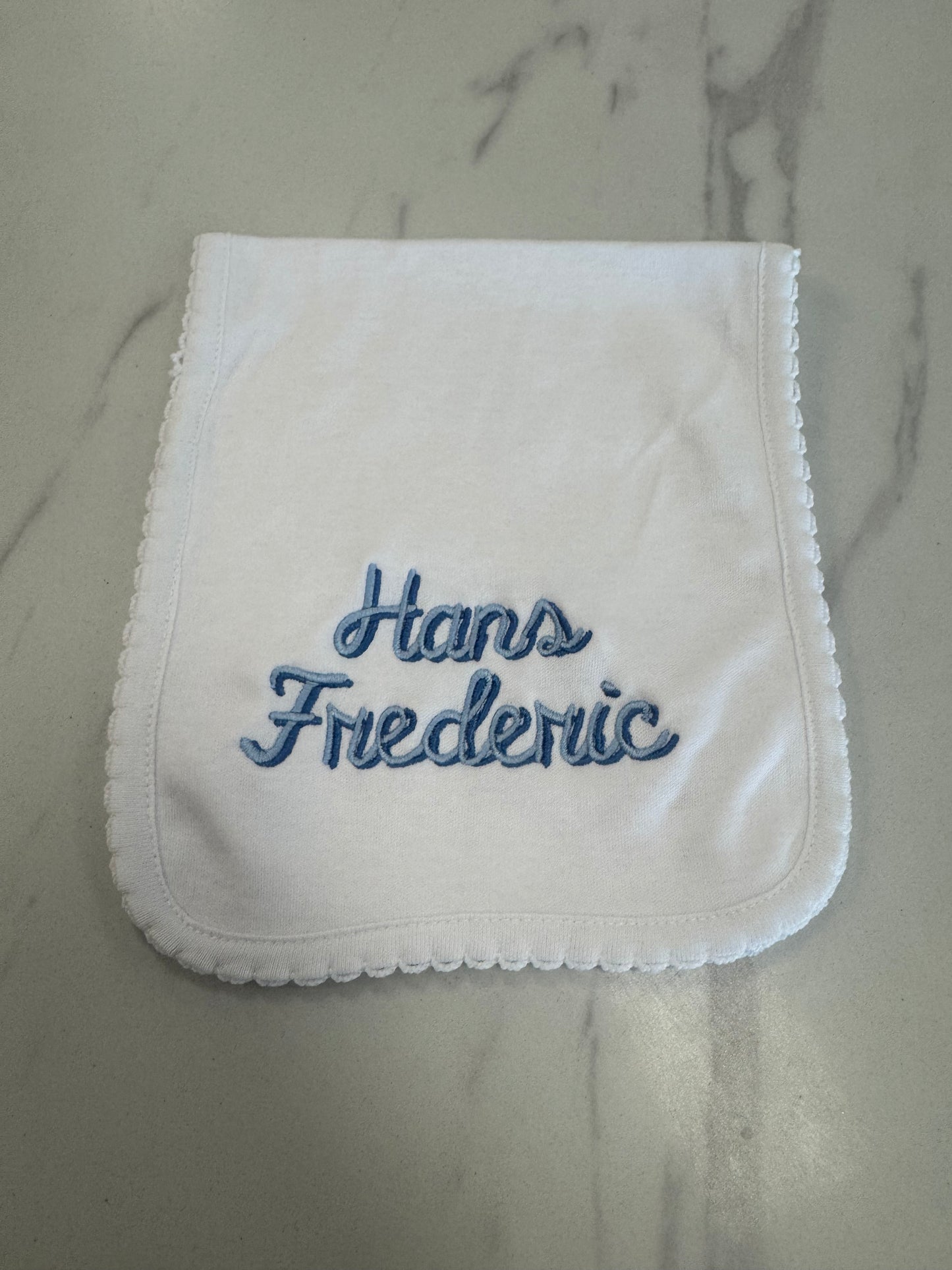 Boys Embroidered Bib/Burp Cloth Set