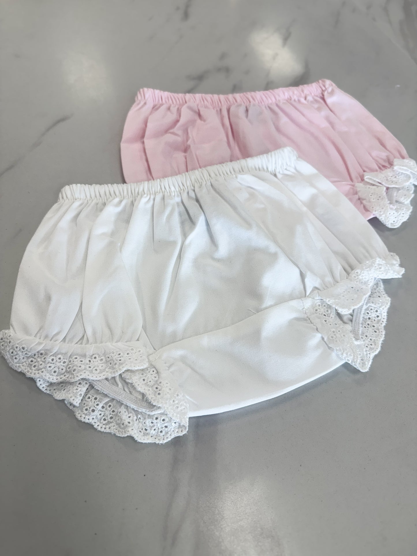 White Eyelet Lace Trim Bloomer