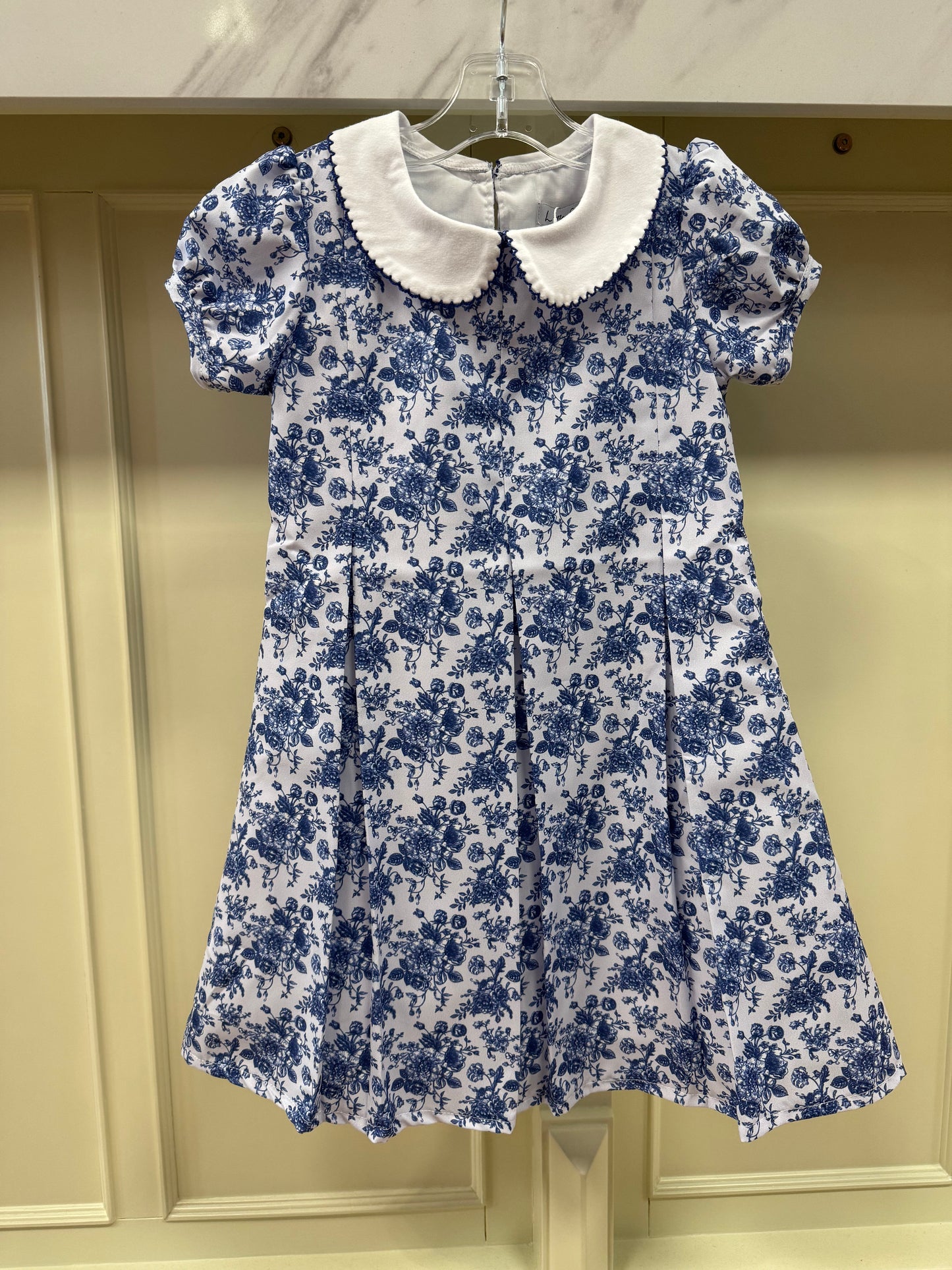 Blue Floral Girls Collared Dress