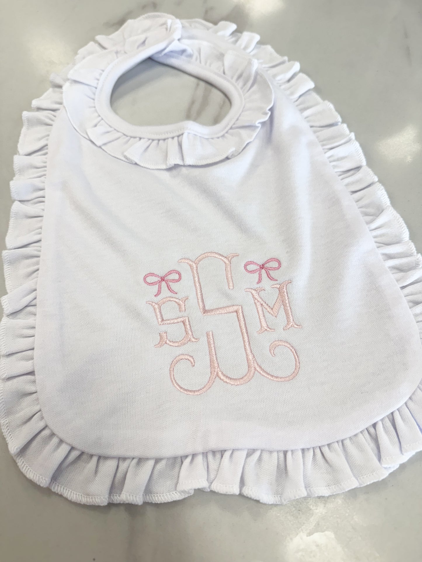 Girls Embroidered Bib/Burp Cloth Set