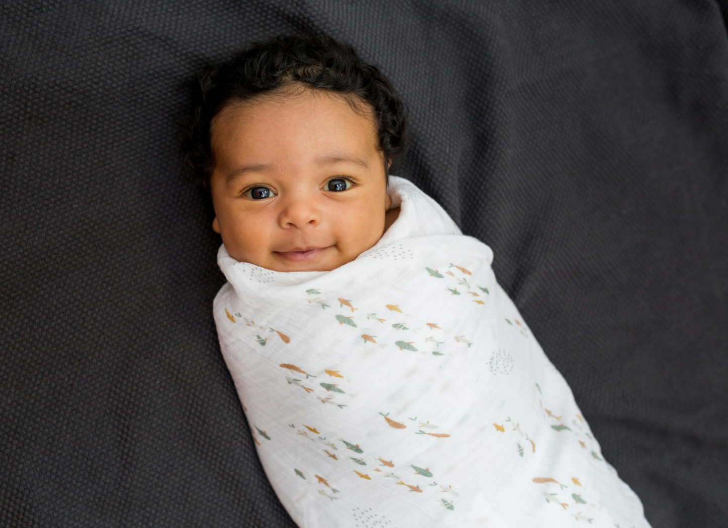 Cotton Swaddles – Fish & Navy Gingham – 40×40″