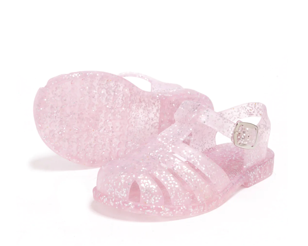 Pink glitter jelly slides shop