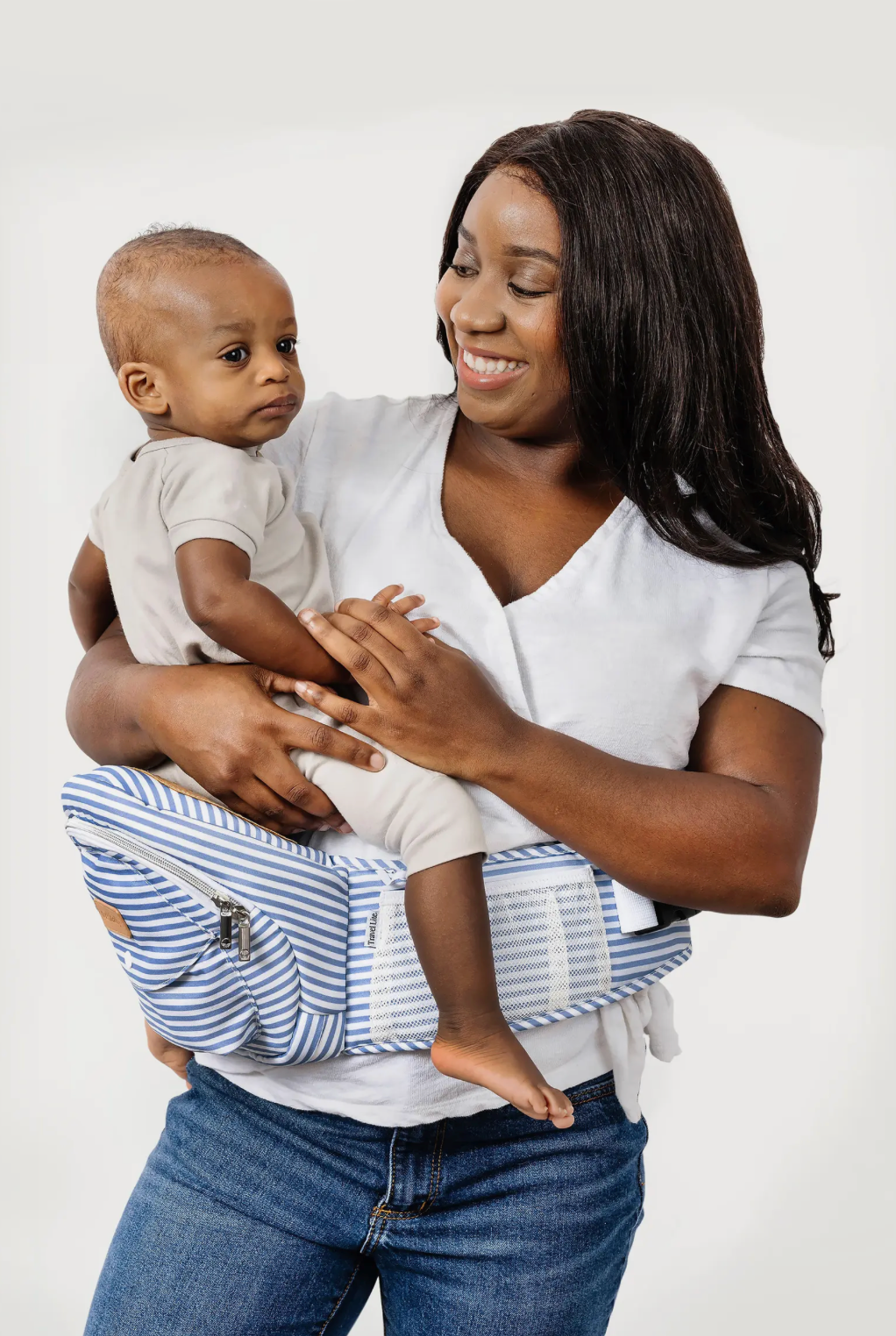 Tushbaby Hip Carrier Blue Stripe Southern Stork Baby and Children s Boutique