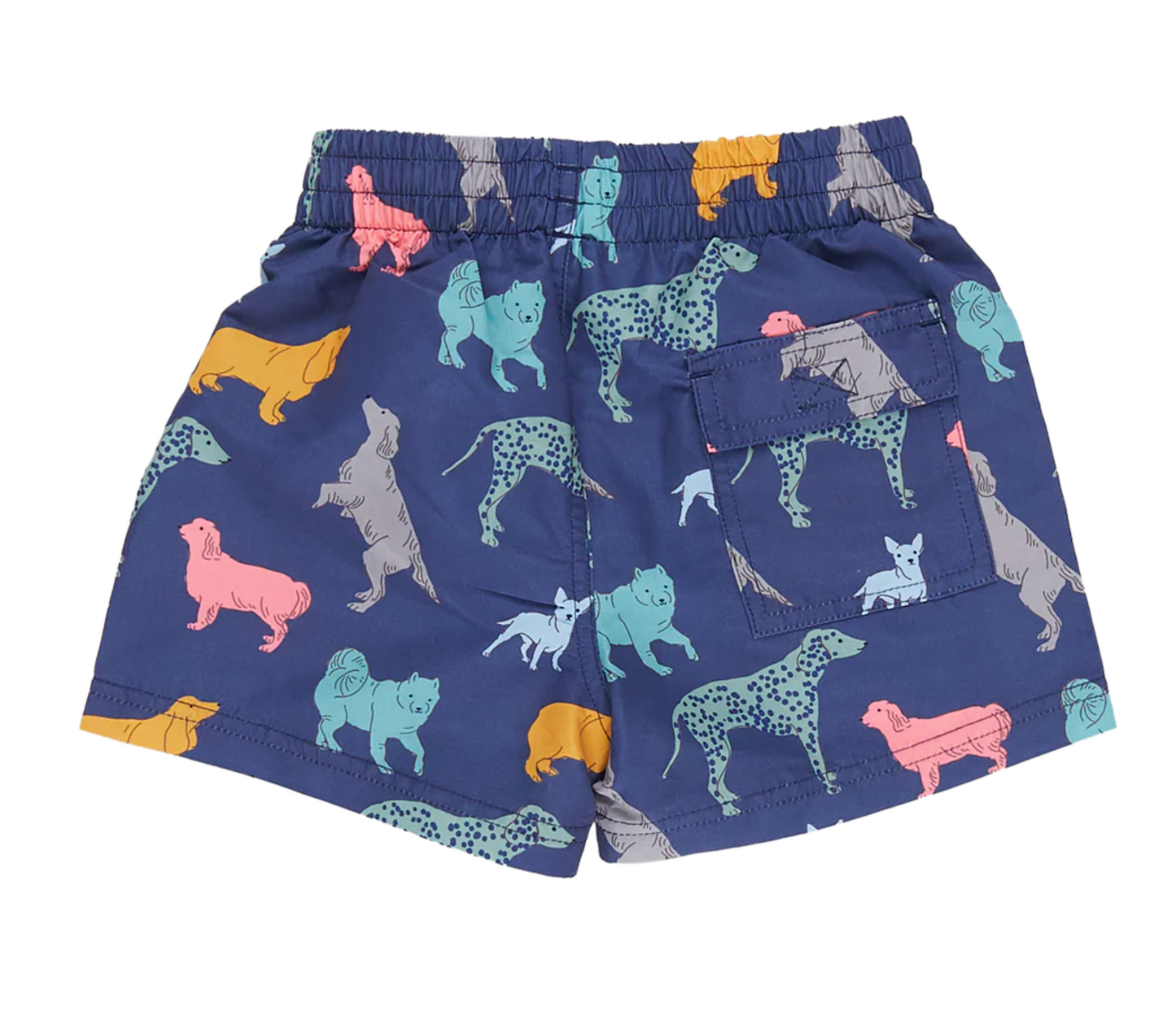 Pink Chicken Boys Navy Dogs Swim Trunk