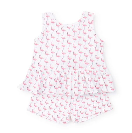 Lila and Hayes Fabulous Flamingos Poppy Short Set
