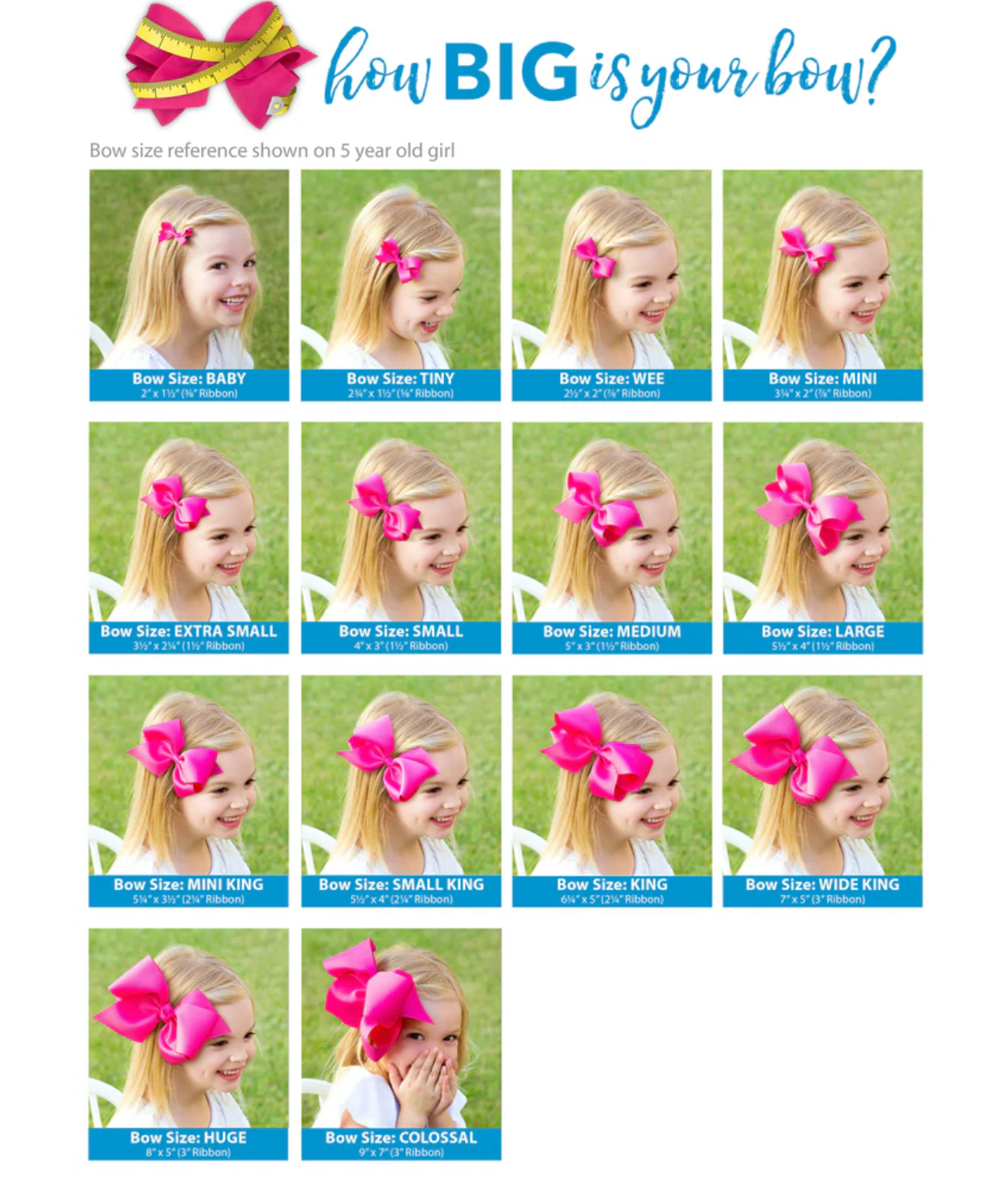 King Grosgrain "BIG SIS" Light Blue Embroidered Bow - Multiple Options