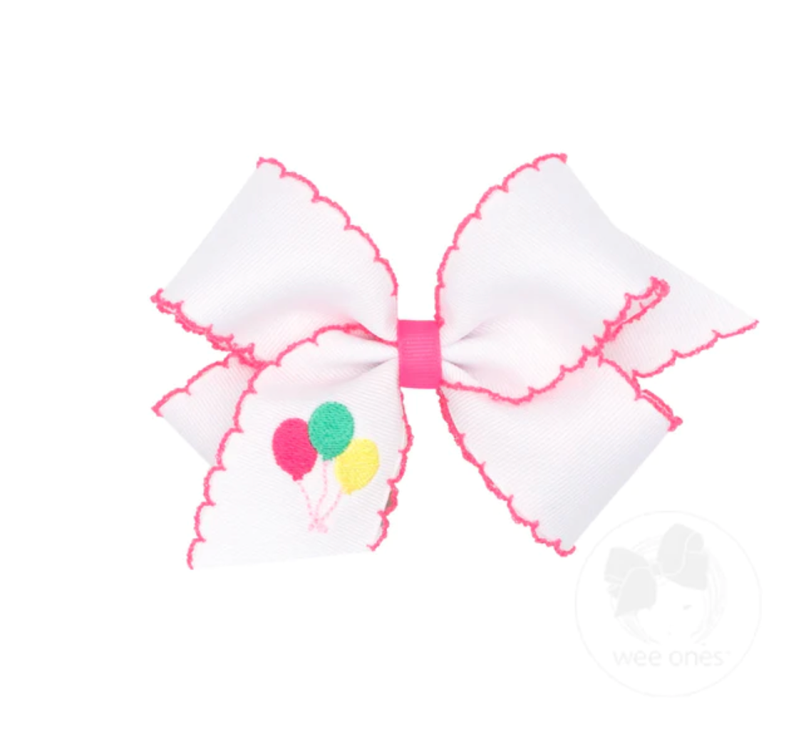 Medium Embroidered Birthday Balloon Bow
