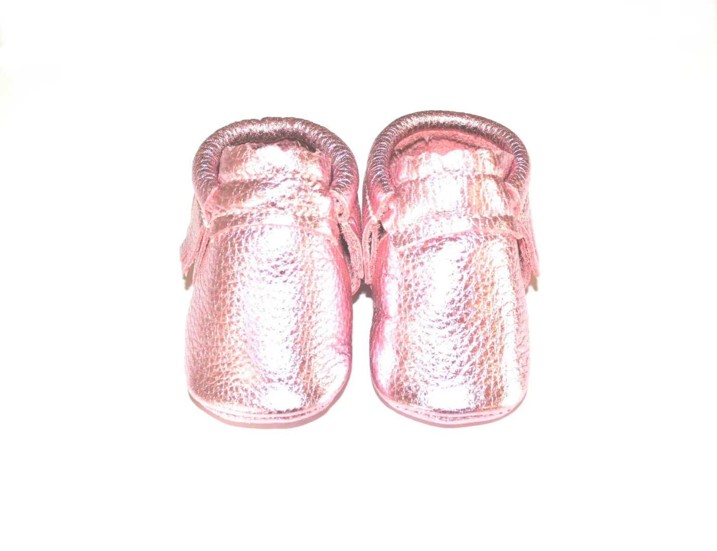 Pink Metallic Baby Moccasins