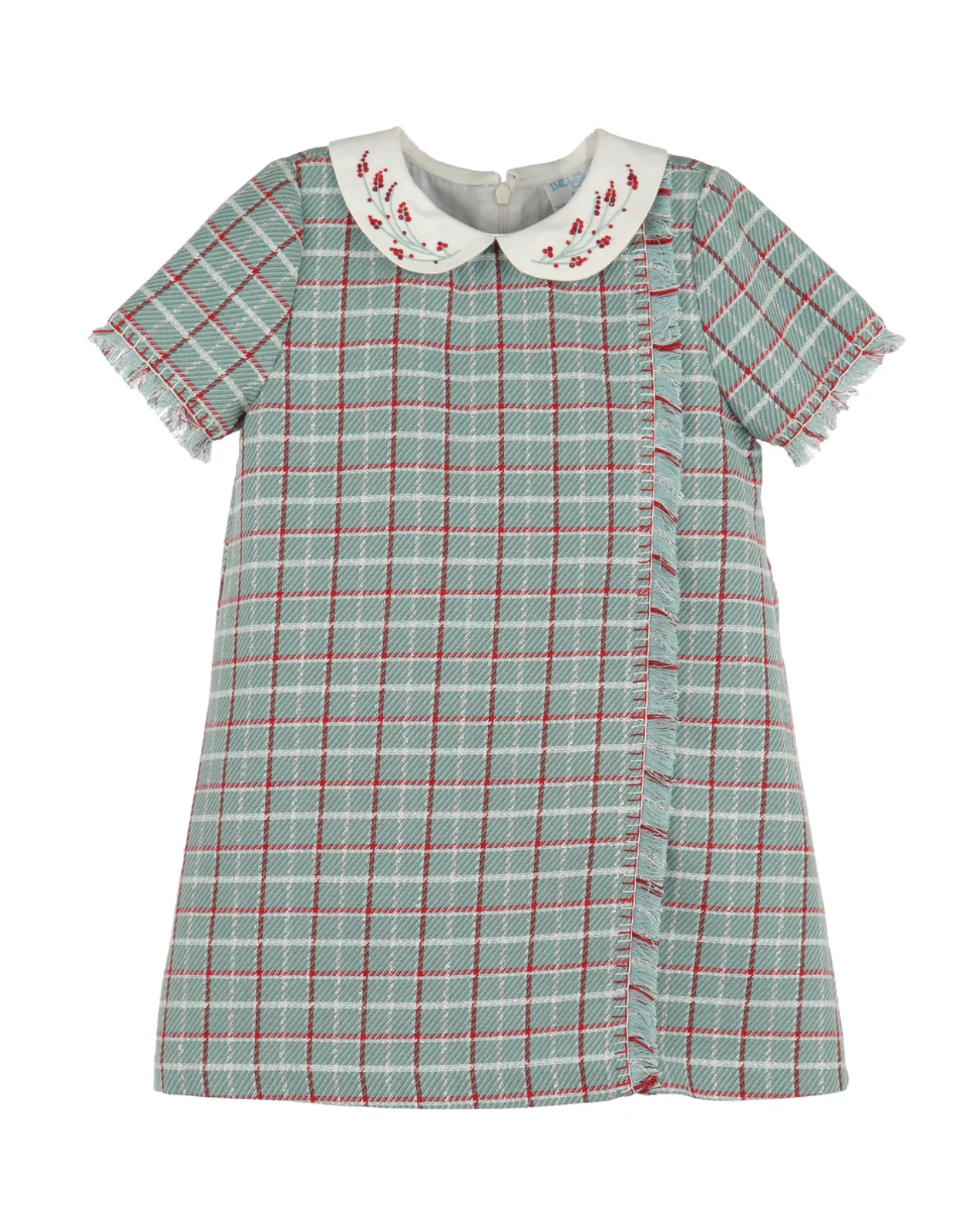 Girls Plaid Frayed A-Line Dress