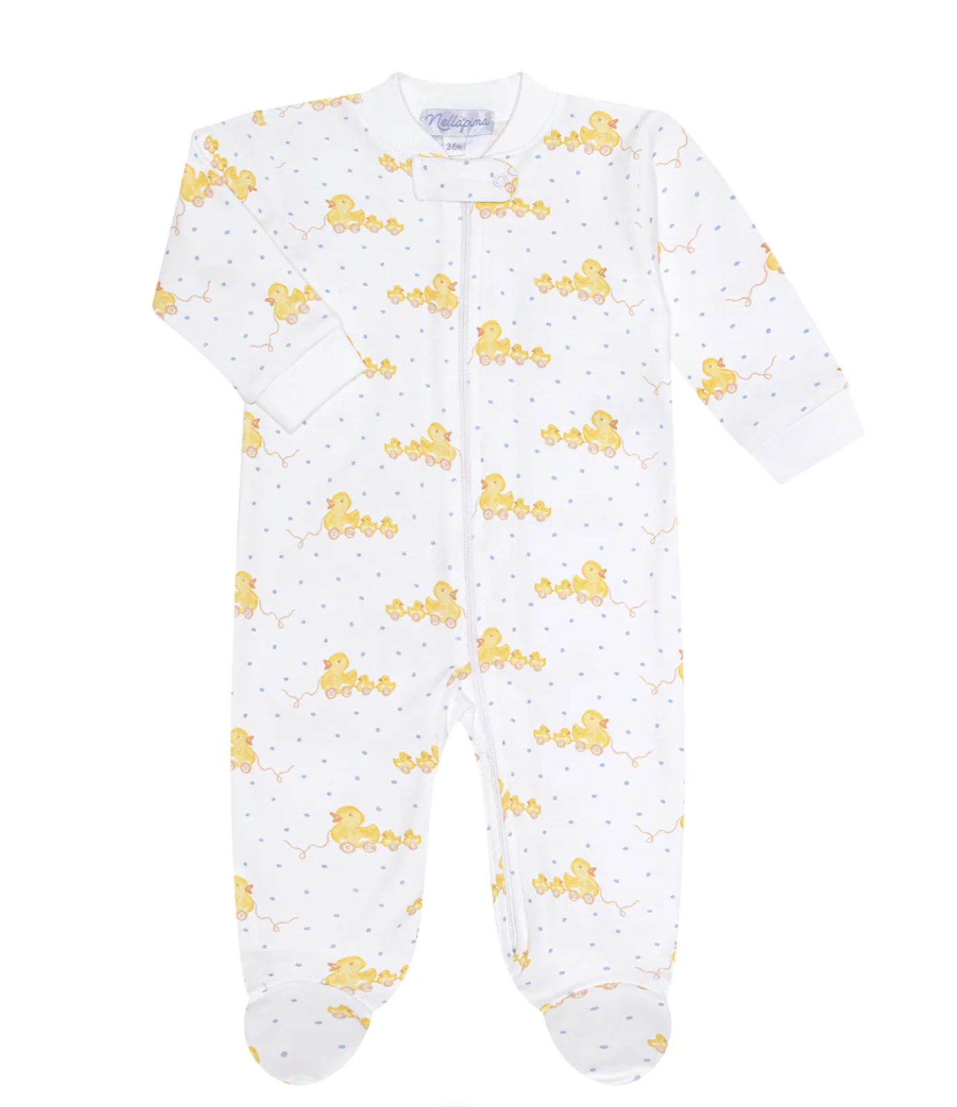 Blue Ducks Print Zipper Footie