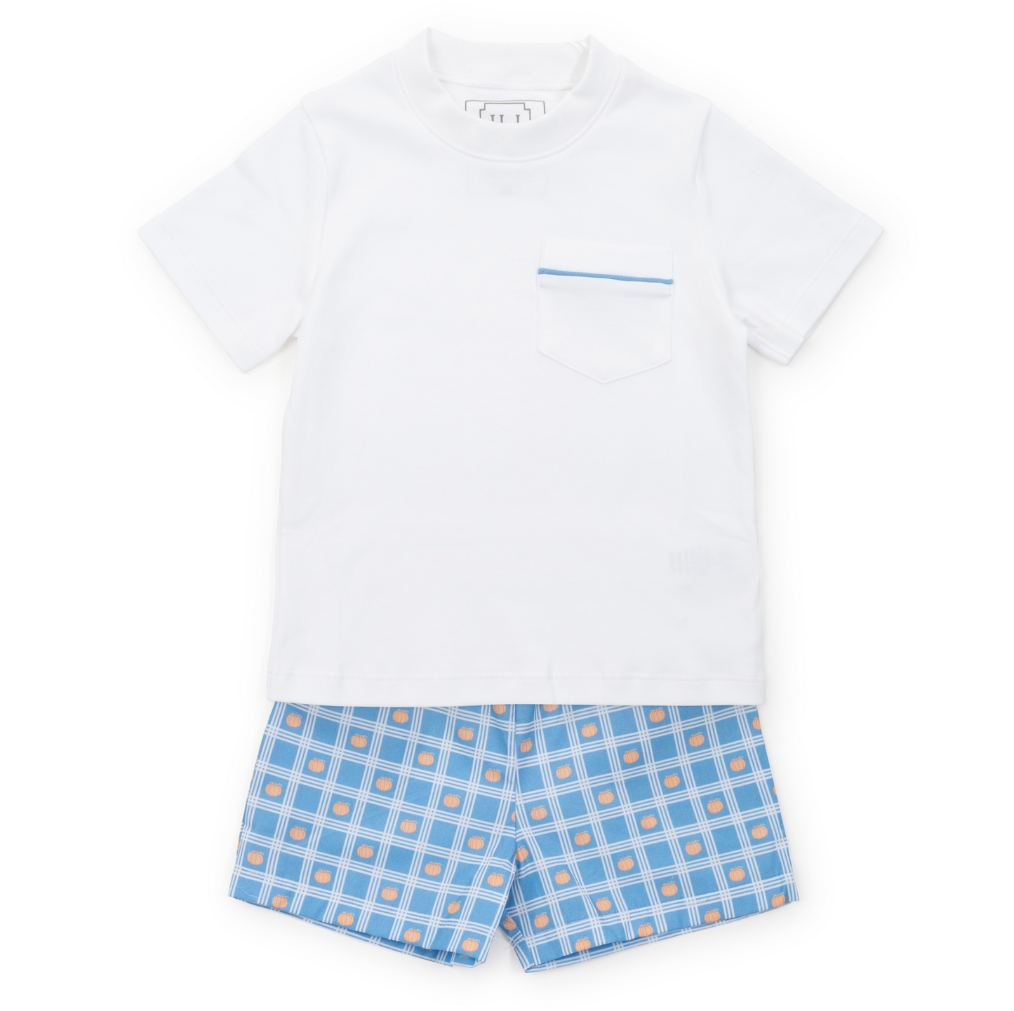 Lila and Hayes Pumpkin Plaid Short Set