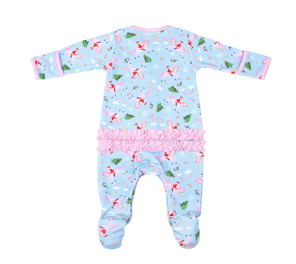 Merry Unicorn Printed Ruffle Footie