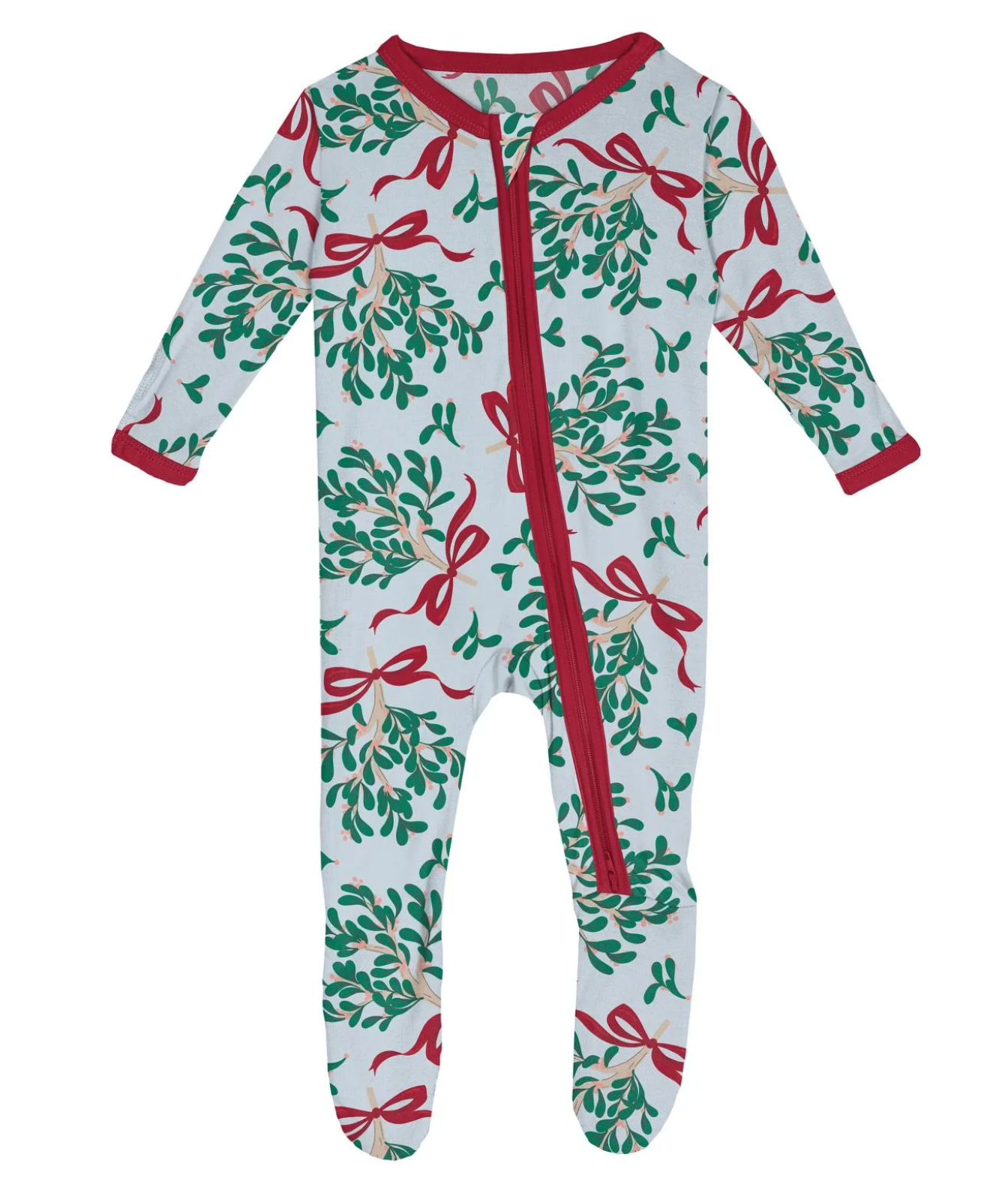 Illusion Blue Mistletoe & Ribbons Footie