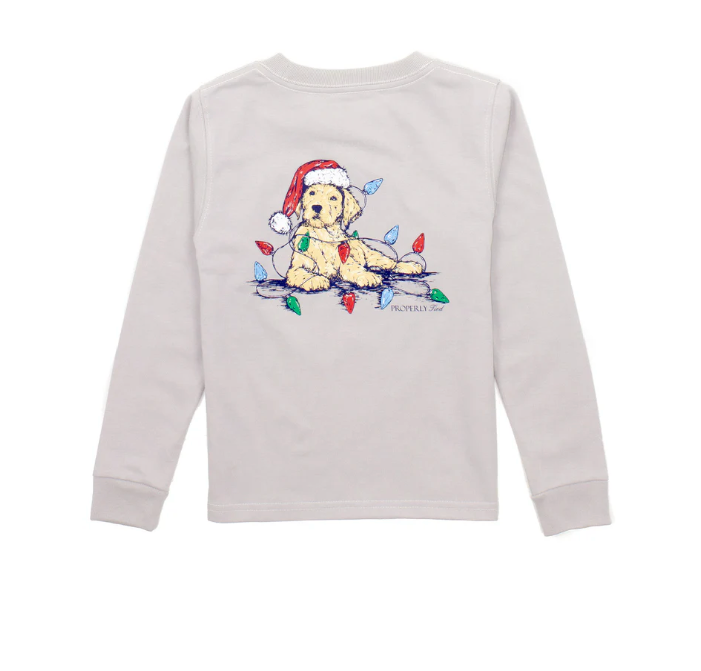 Properly Tied Boys Santa Paws Long Sleeve - Ice Grey