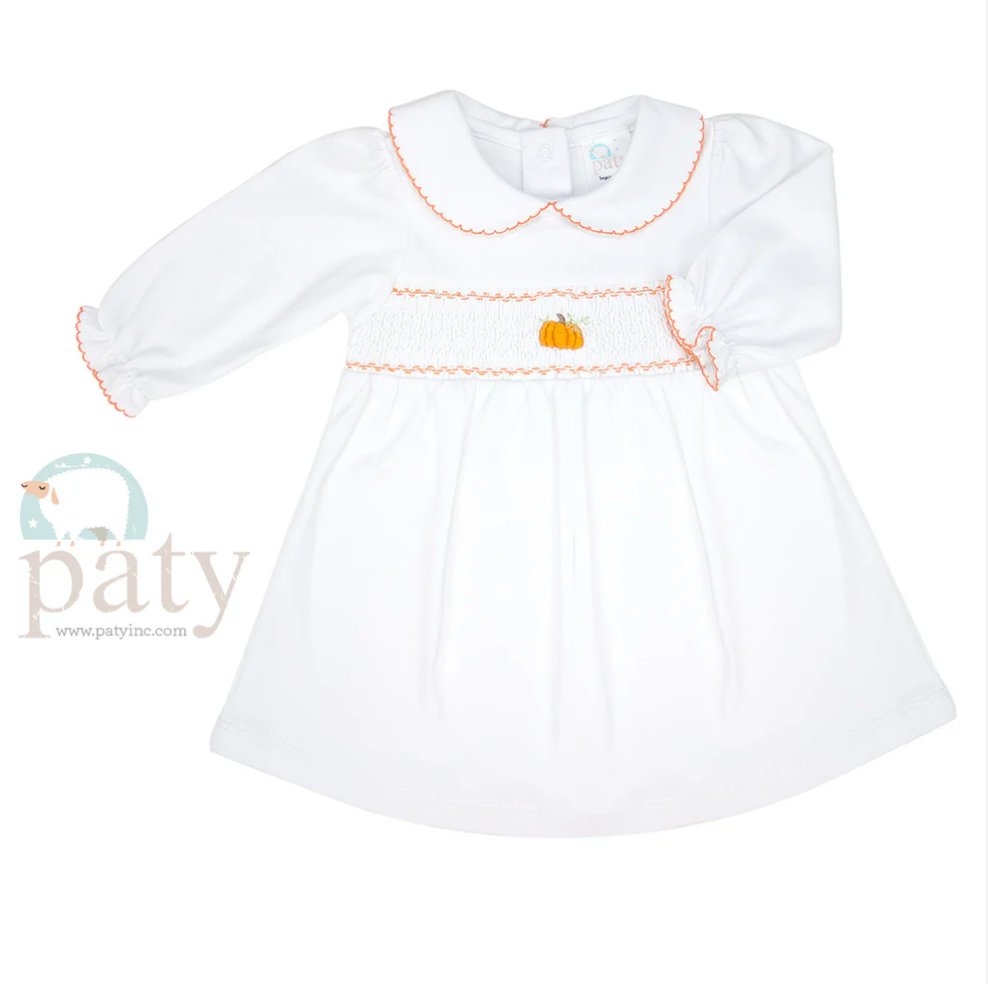 Embroidered Pumpkin Smocked Dress
