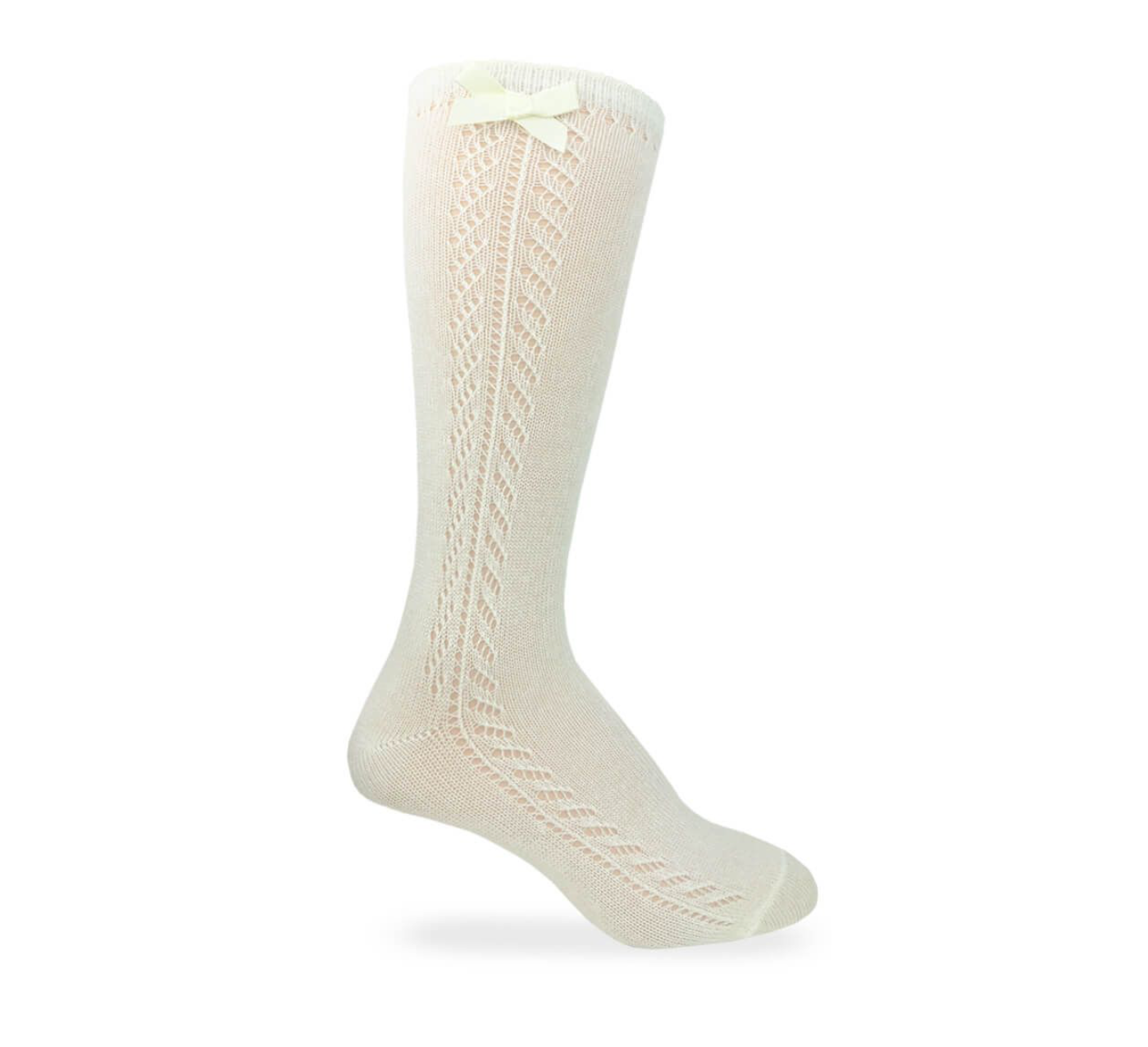 Pointelle Bow Knee High Socks