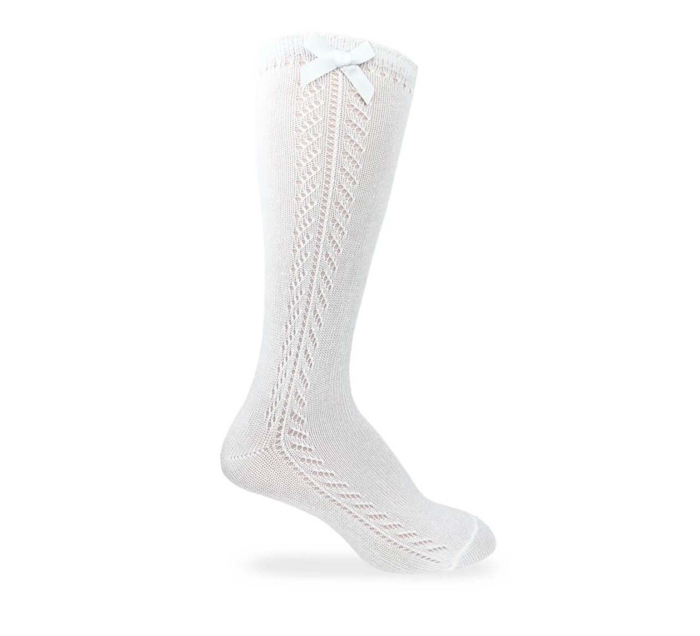 Pointelle Bow Knee High Socks