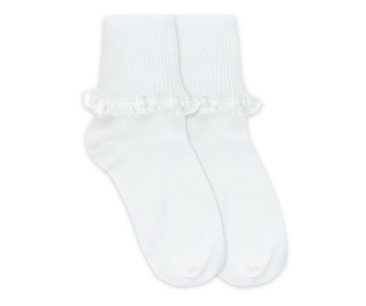 Cluny and Satin Lace Turn Cuff Socks