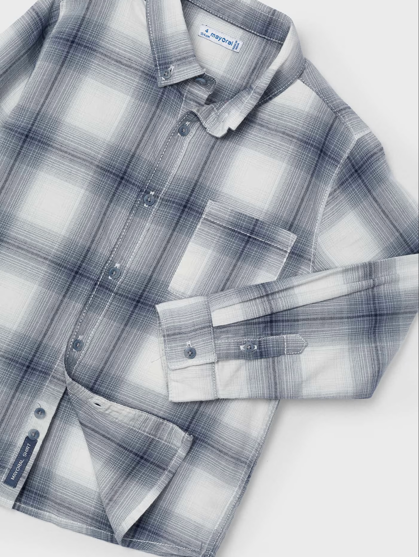 Mayoral Boys Cloudy Plaid Button Down