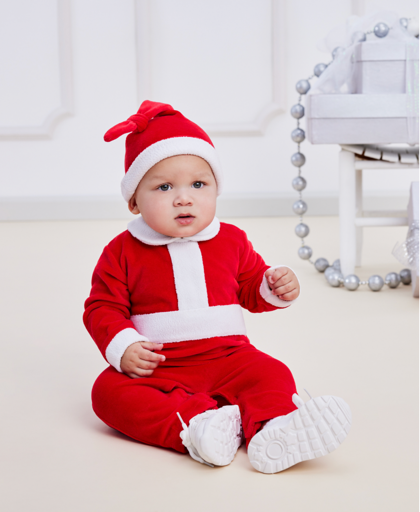 Kissy Kissy Santa Velour Playsuit