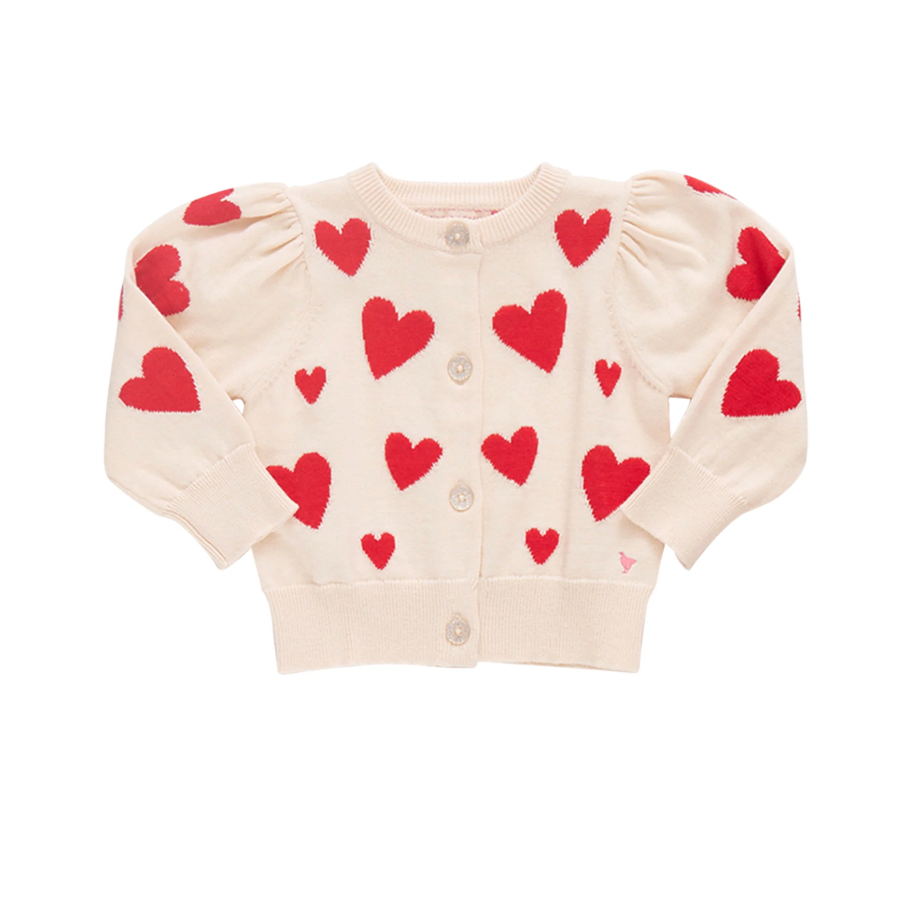 Pink Chicken Girls Constance Sweater - Cream and Red Hearts