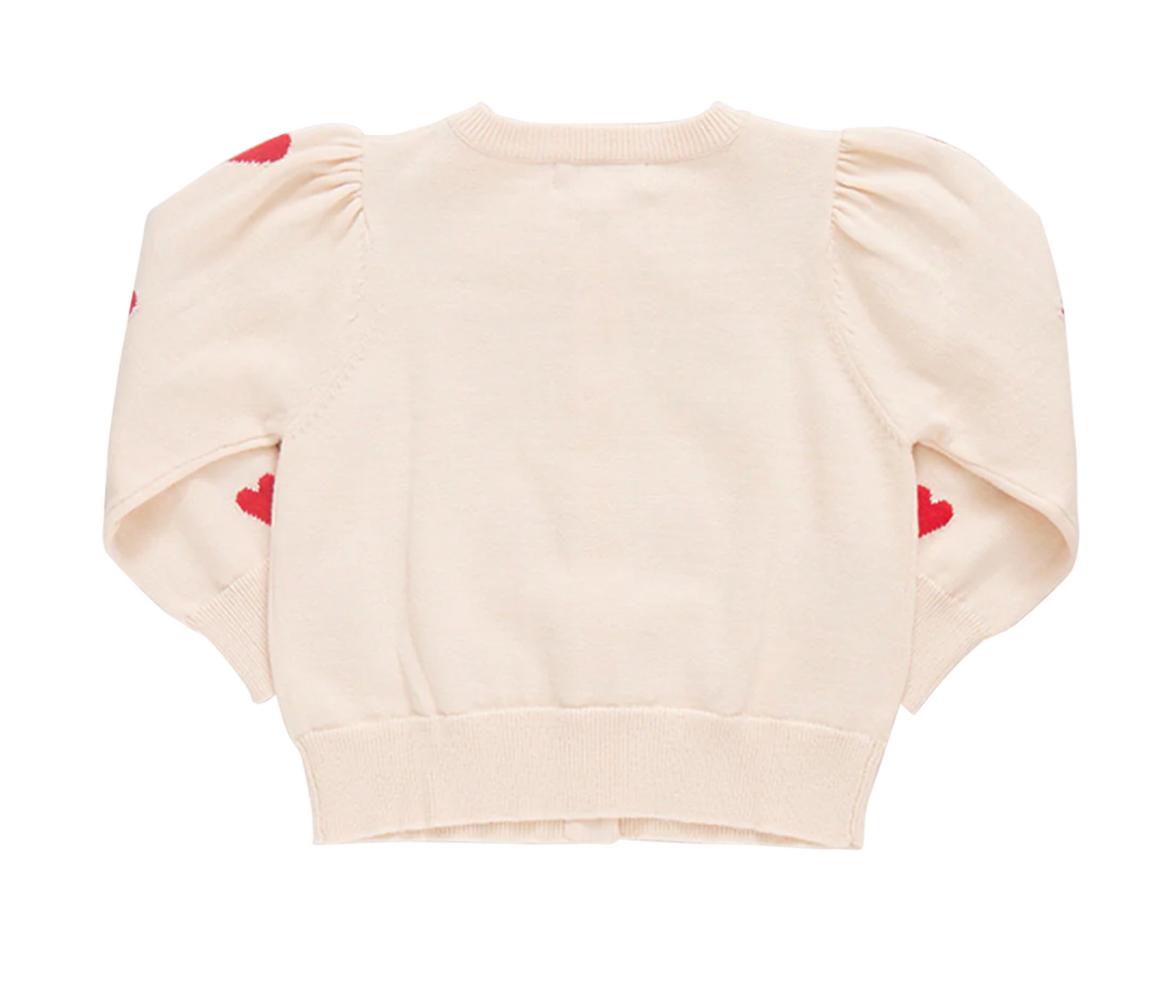 Pink Chicken Girls Constance Sweater - Cream and Red Hearts