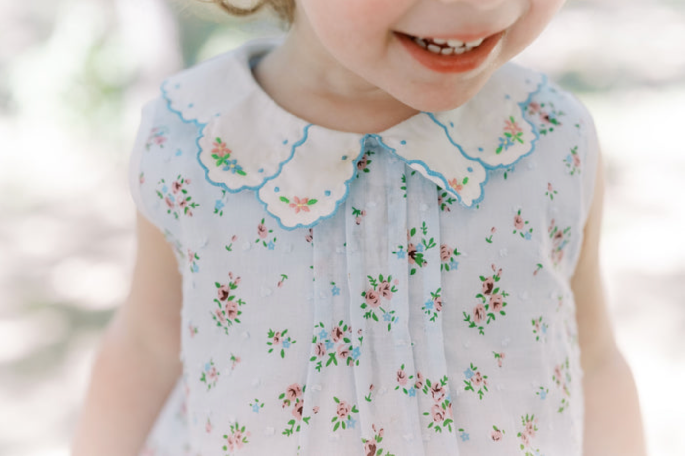 Bea Blue Floral Dotted-Swiss Bubble