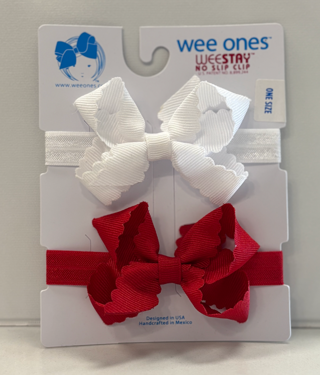 Two Mini Scallop Bows With Bands - Multiple Color Options