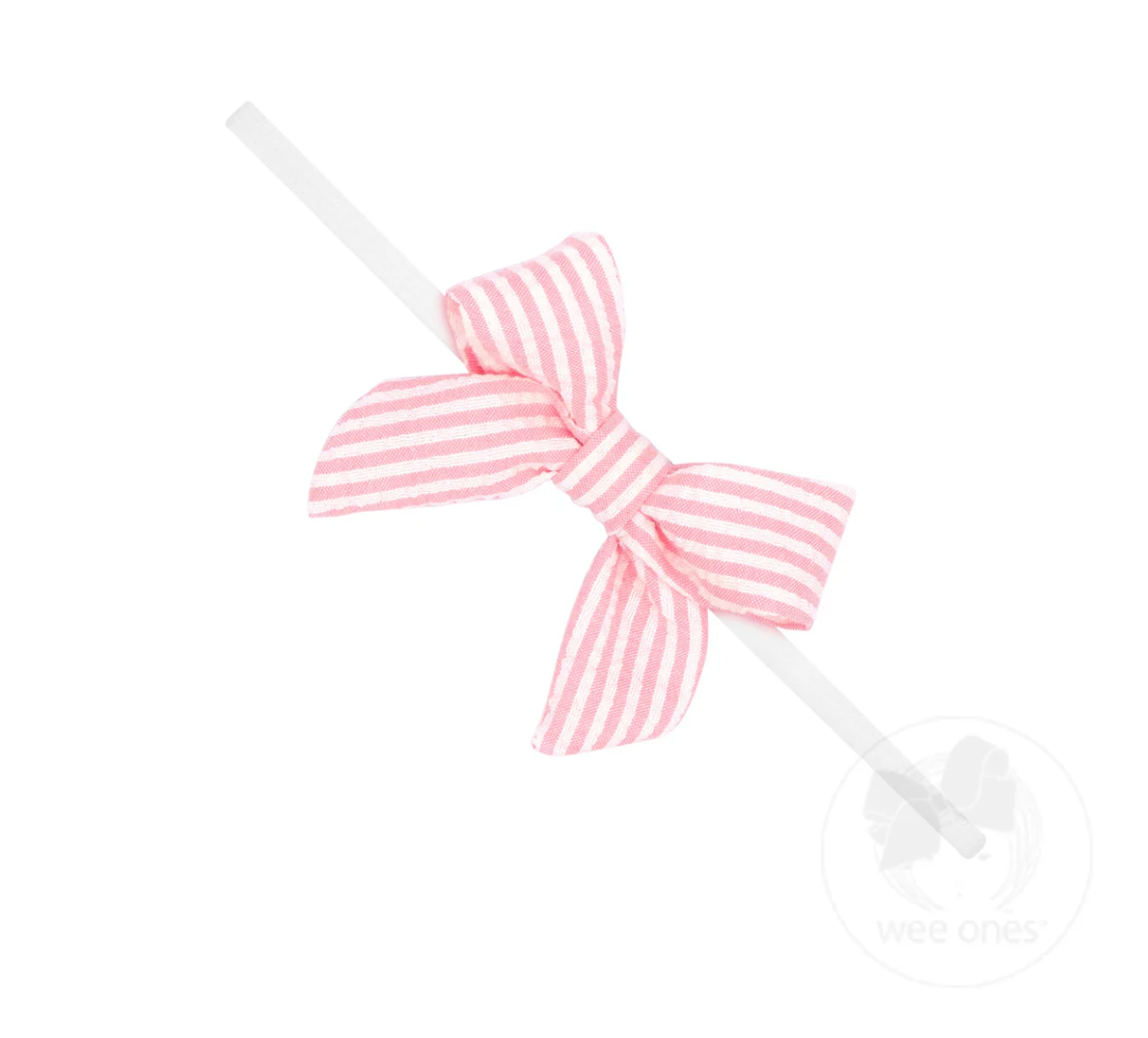 Mini Seersucker Fabric Bowtie Headband - Multiple Color Options