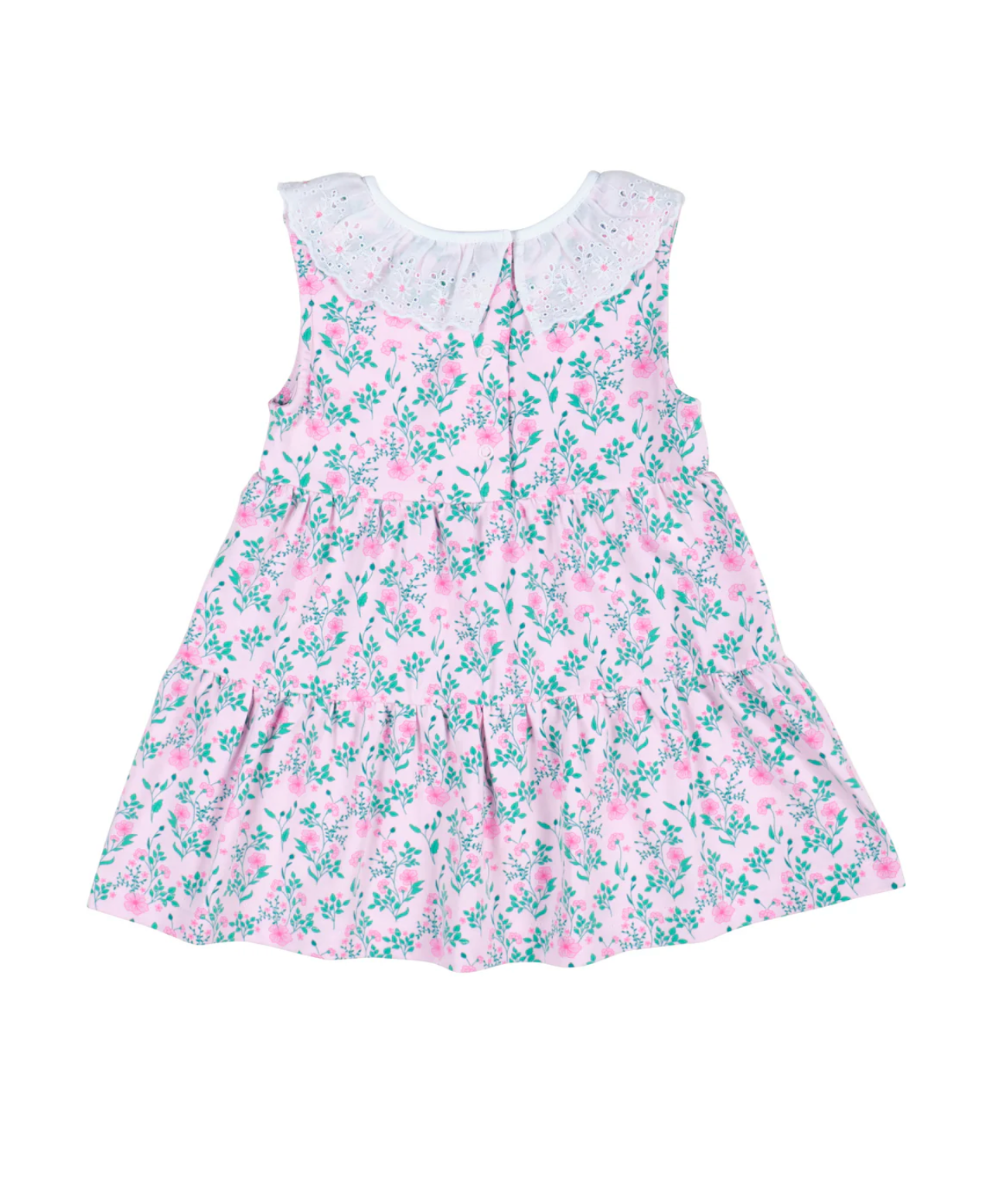 Floral Print Dress with Eyelet Collar