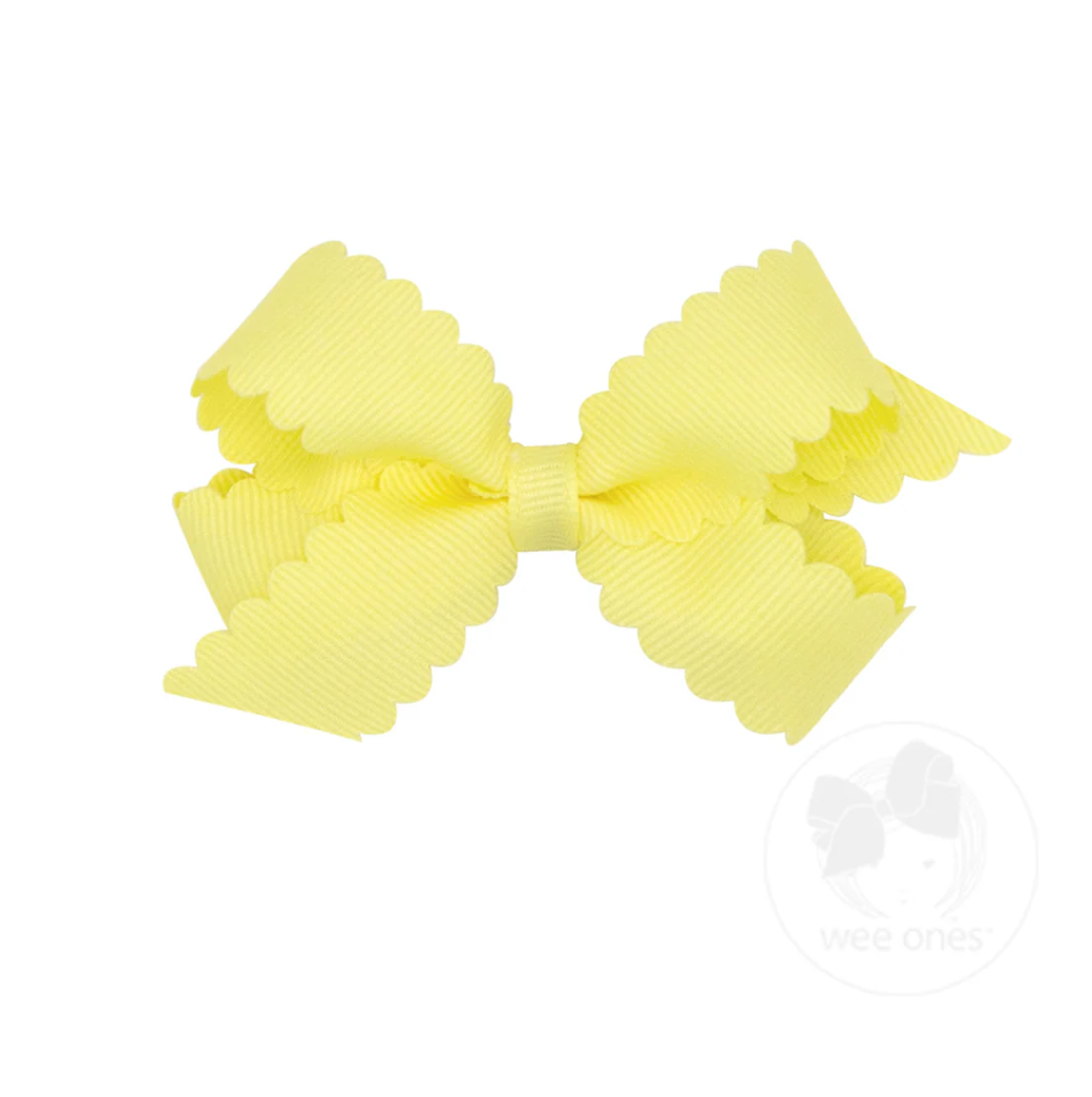 Mini Grosgrain Scalloped Hair Bow - Multiple Color Options