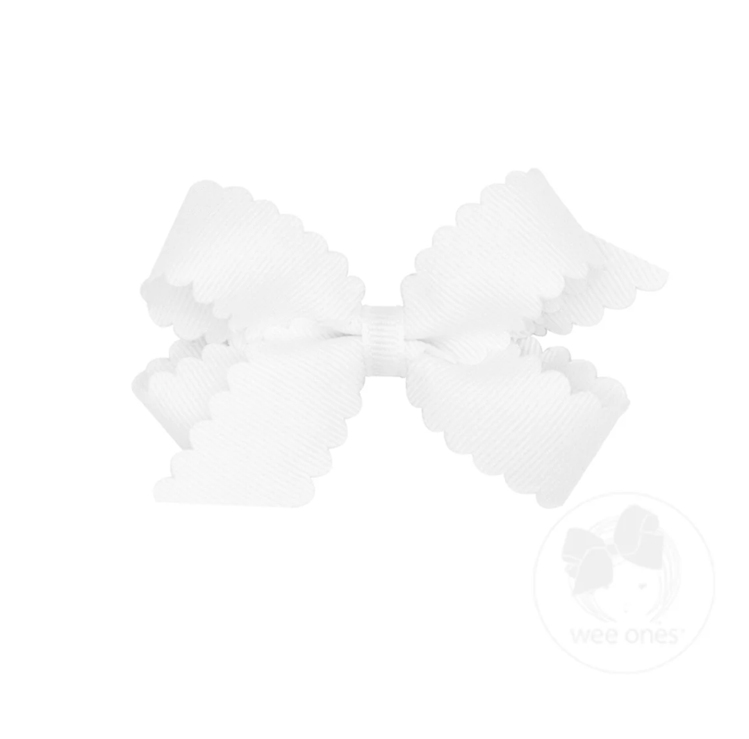 Mini Grosgrain Scalloped Hair Bow - Multiple Color Options