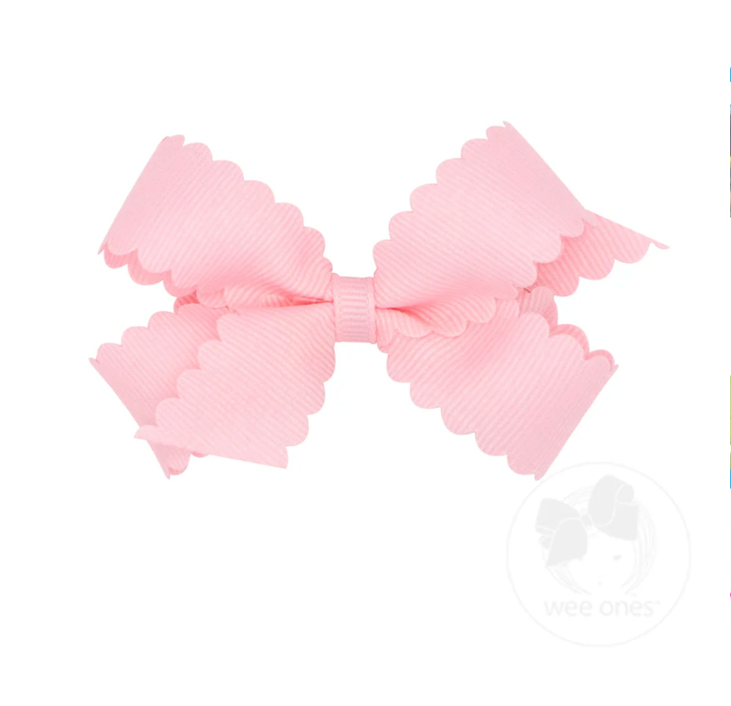 Mini Grosgrain Scalloped Hair Bow - Multiple Color Options