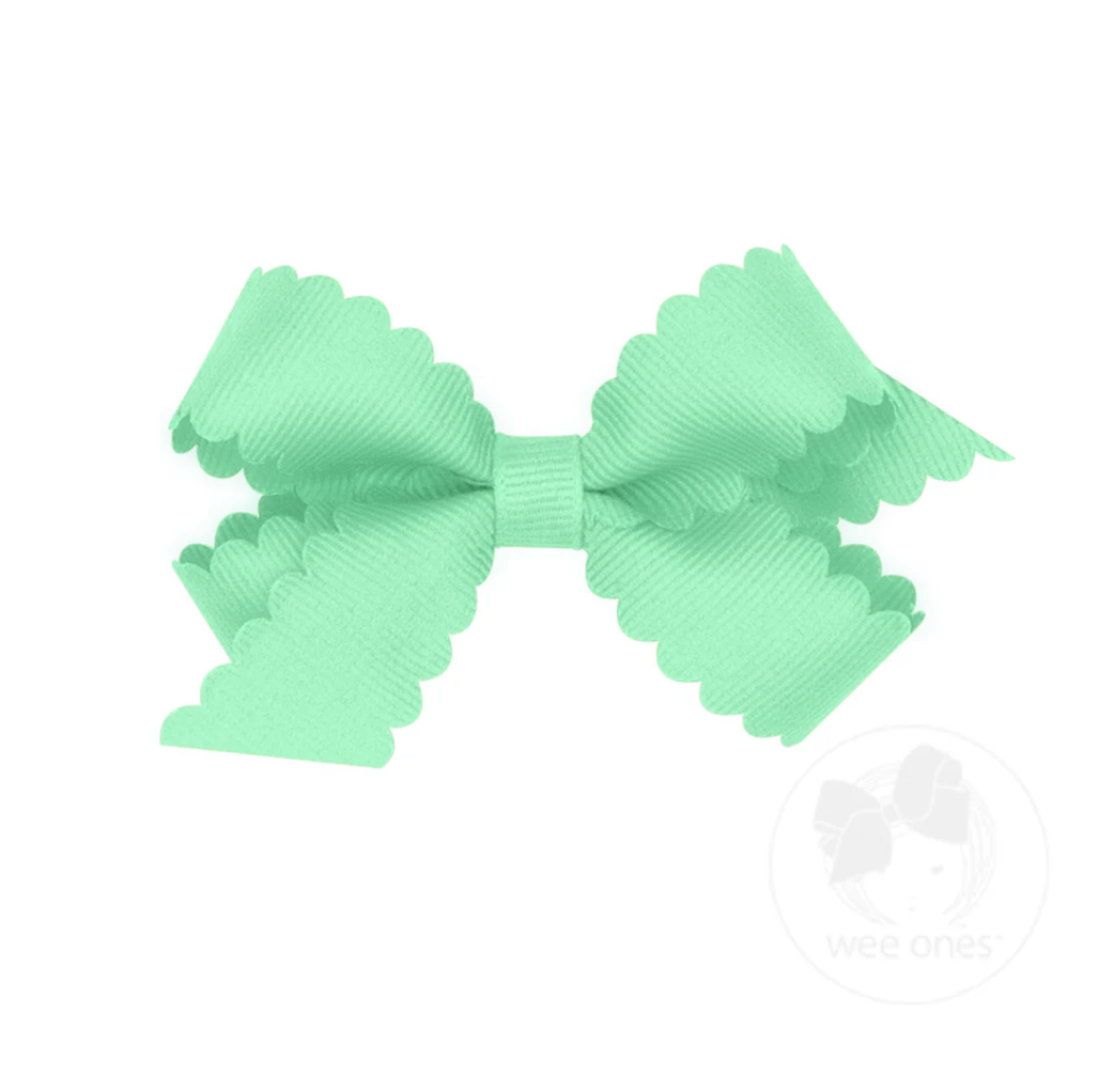 Mini Grosgrain Scalloped Hair Bow - Multiple Color Options