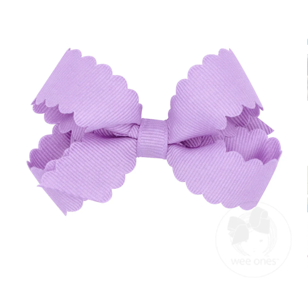 Mini Grosgrain Scalloped Hair Bow - Multiple Color Options