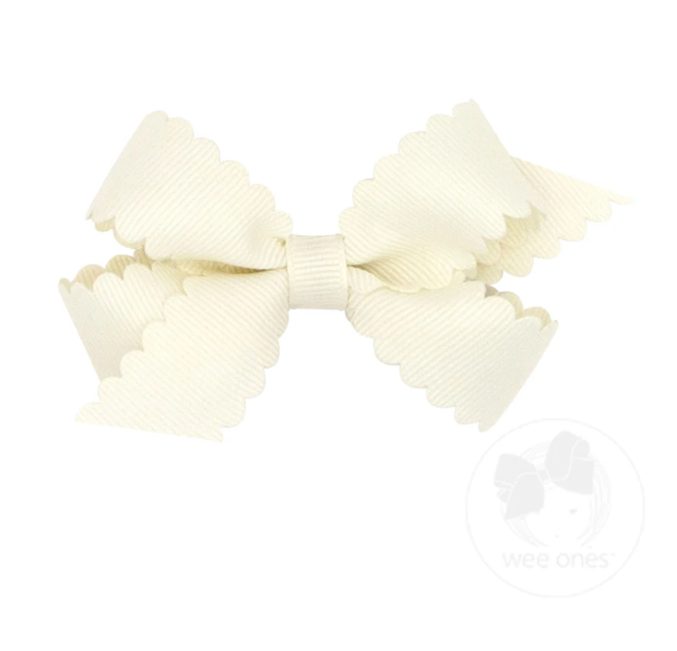 Mini Grosgrain Scalloped Hair Bow - Multiple Color Options