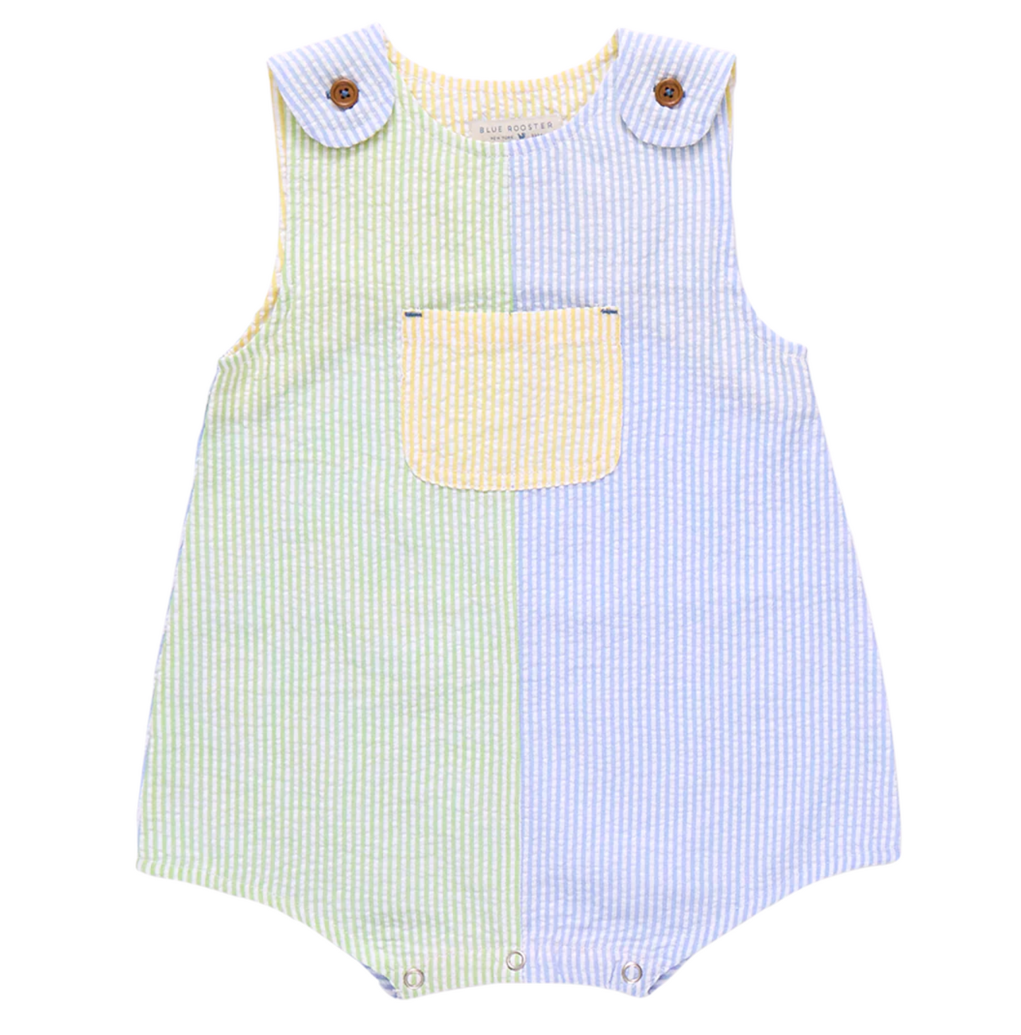 Pink Chicken Baby Boy Noah Jumper - Color Block Seersucker