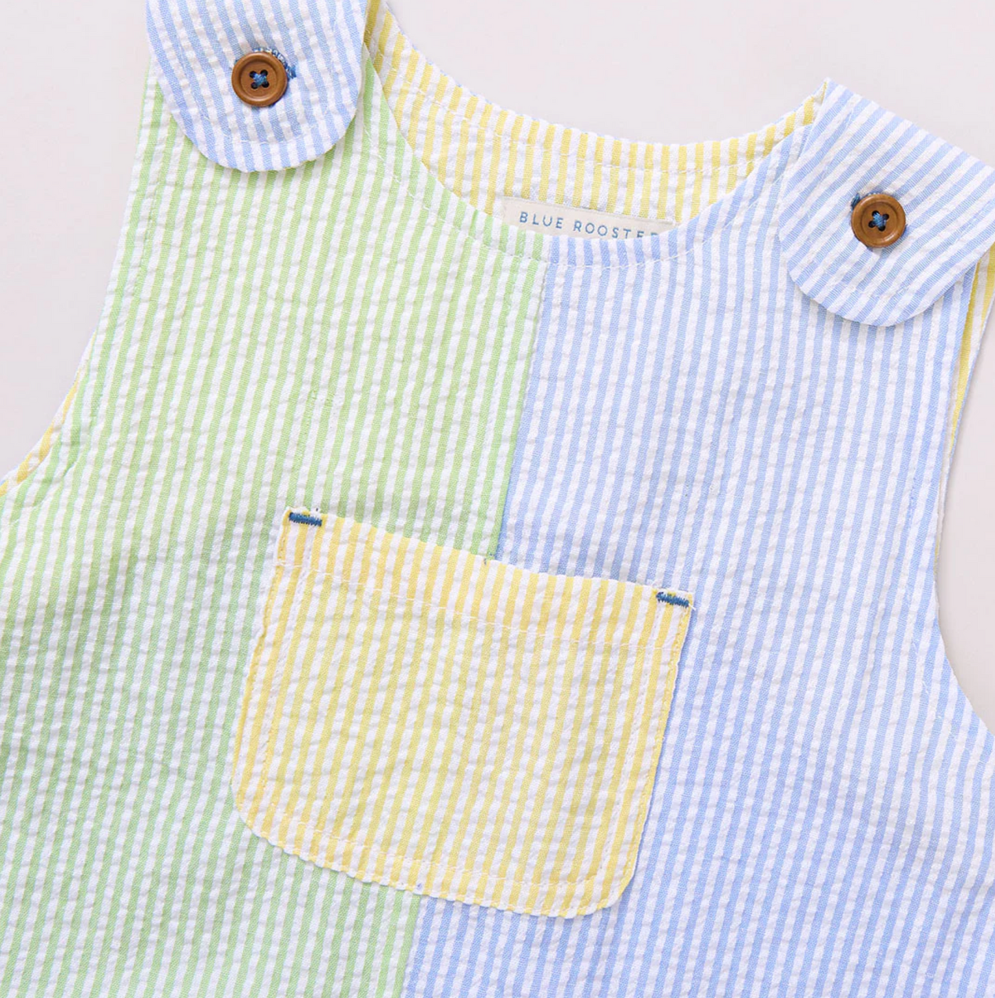 Pink Chicken Baby Boy Noah Jumper - Color Block Seersucker