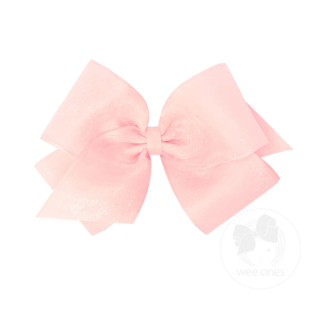 King Organza & Grosgrain Overlay Hair Bow - Multiple Color Options