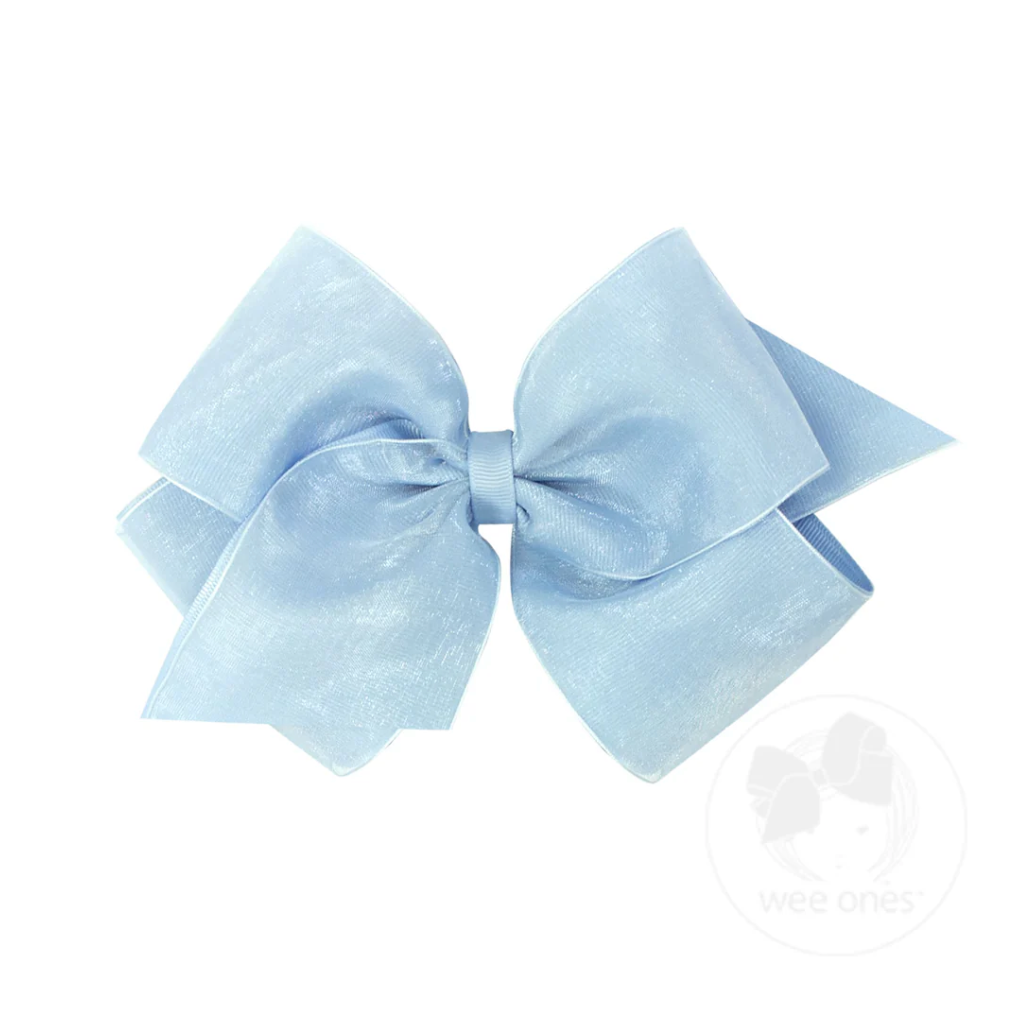 King Organza & Grosgrain Overlay Hair Bow - Multiple Color Options