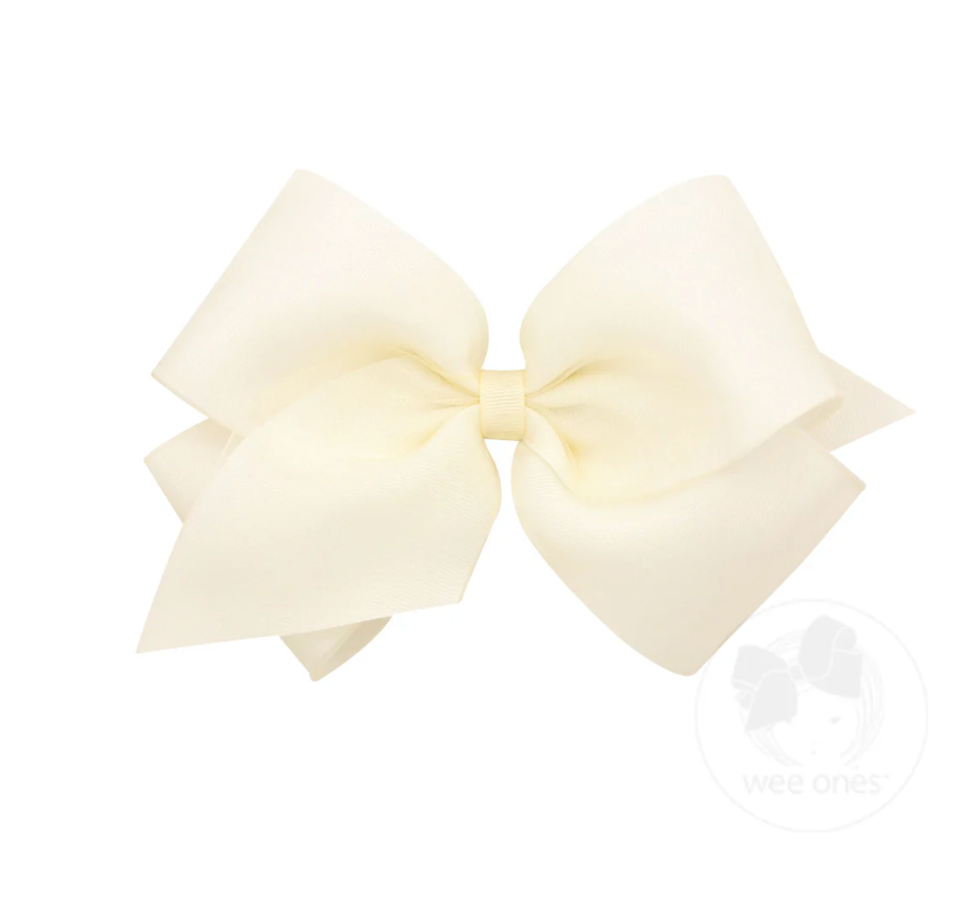 King Organza & Grosgrain Overlay Hair Bow - Multiple Color Options