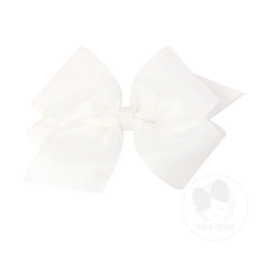 King Organza & Grosgrain Overlay Hair Bow - Multiple Color Options